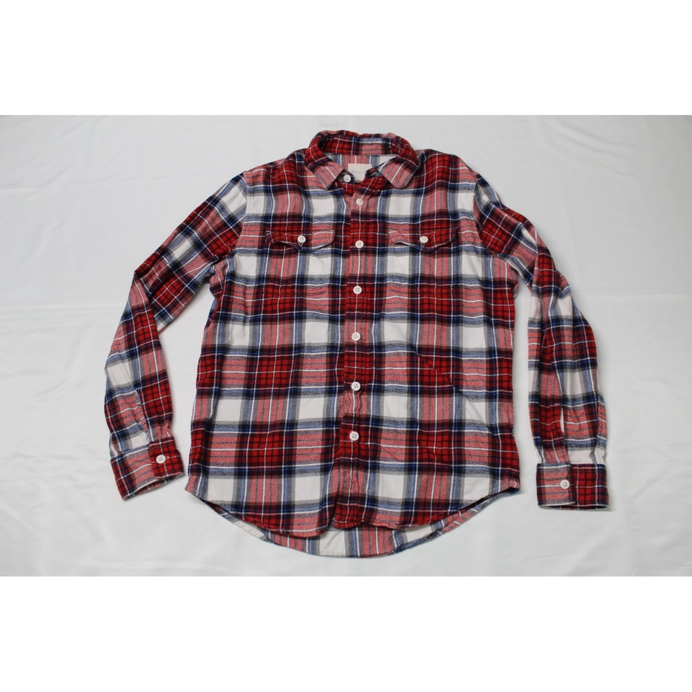 American Eagle Mens Red White Blue Plaid Flannel Button Down Shirt Size M